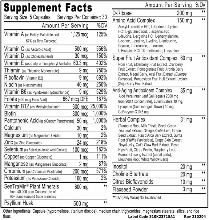 1 Bottle of IMMUNO 150 - The Ultimate Multivitamin & Immune Support Supplement - Essential Daily Nutrients for Vitality & Wellness - 150 Capsules